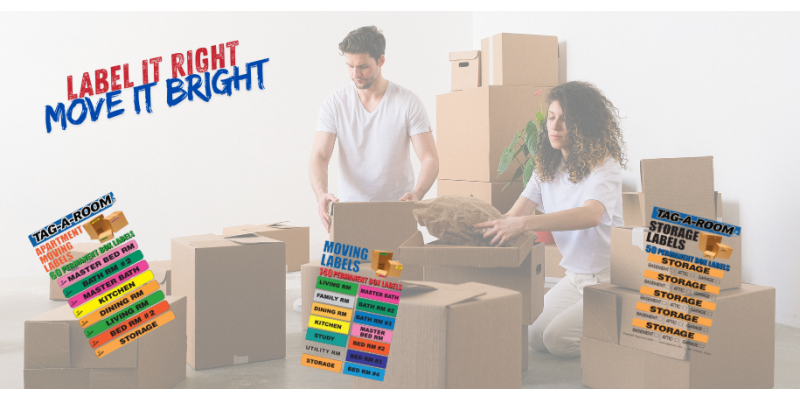 organize moving boxes with labels