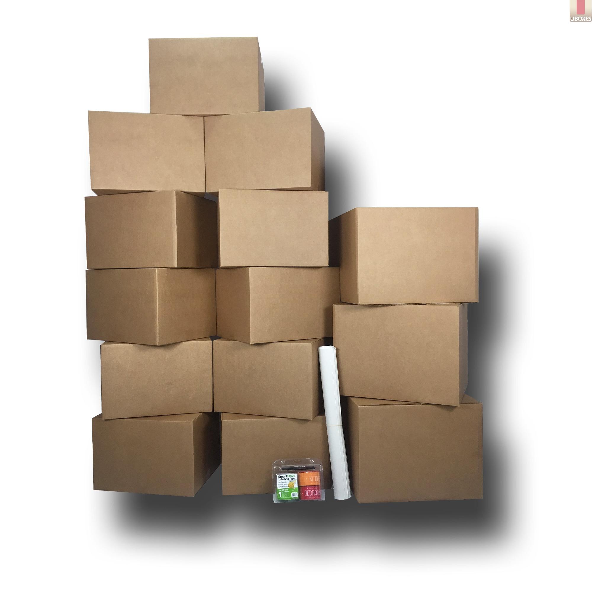 uBoxes Moving Boxes 1 Room Bigger Moving Kit 14 Boxes plus Supplies