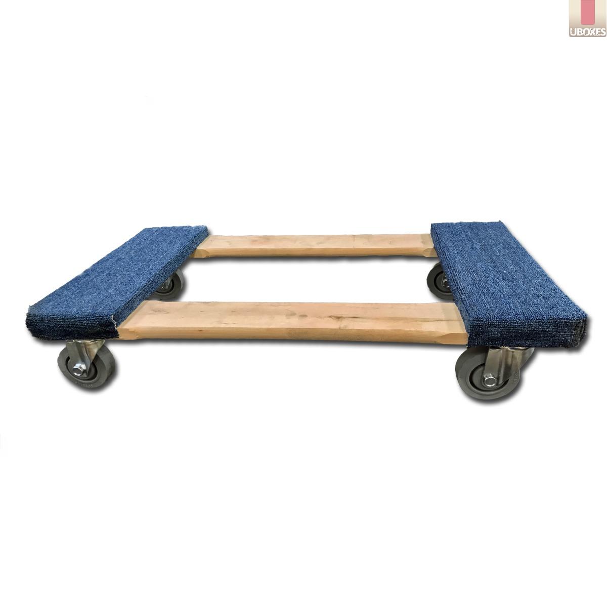 uBoxes' 4 Wheel Carpeted Dolly with 3" Deluxe Gray Casters 794811299158