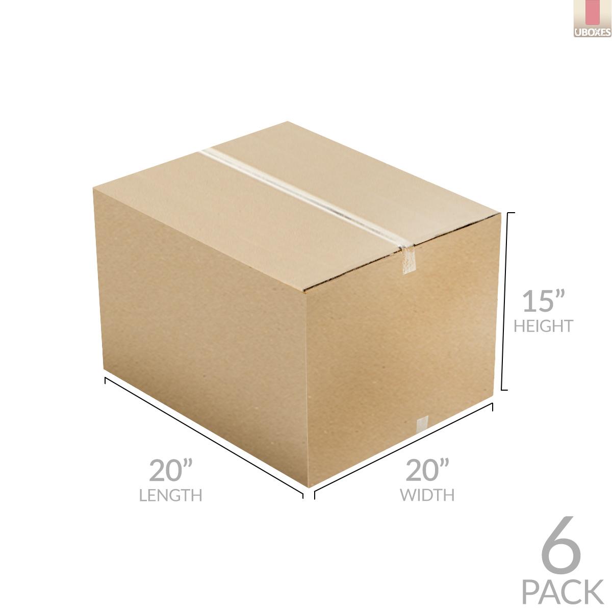 UBoxes Large 6 Pack Moving Cardboard Boxes 20 x 20 x 15inches