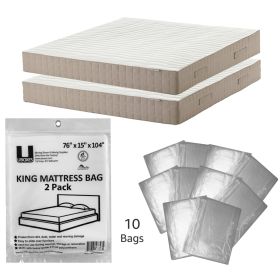 uBoxes king mattress bags, 10 pack, 76" x 15" x 90" 2 mil polyethylene