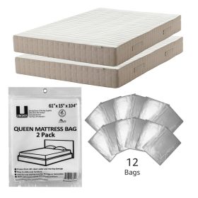 uBoxes Queen Mattress Bags, 12 pack, 61" x 15" x 90" 2 mil polyethylene