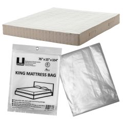 uBoxes King Mattress Bag 76" x 15" x 90", 1 Pack, 2 mil Polyethylene