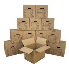 uBoxes Premium small moving boxes bundle with inventory label and handles for easy carrying |uBoxes