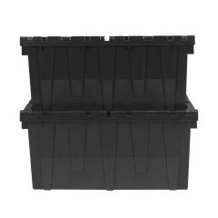Black plastic crates designed to protect and secure for all of your products.