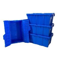 Plastic Crate with Lid 19.5" x 11.75" x 8.5" (4 pack, Blue)
