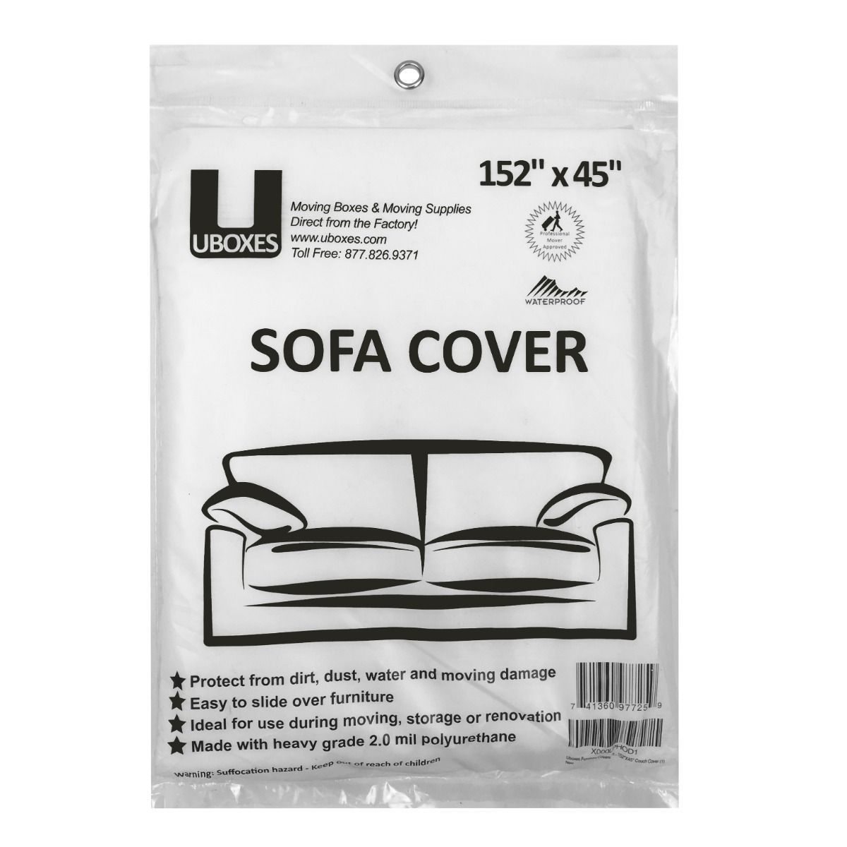 Sofa Covers Furniture Moving Storage Bag Heavy Duty 5 MIL Plastic