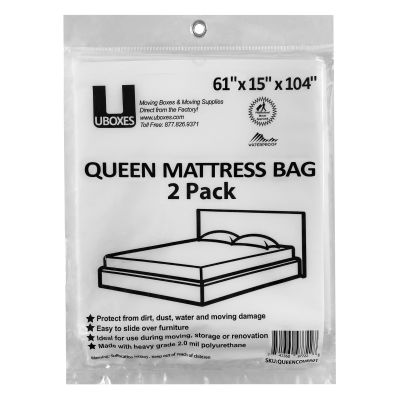uBoxes queen mattress bag is the cheapest way to protect your mattress and your box spring. 