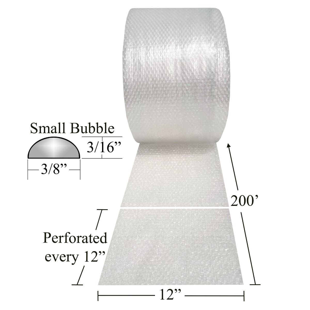 Rollo de burbujas pequeño UBMOVE 12" envoltura perforada elige de 12' a 200' de longitud - Imagen 52 de 54