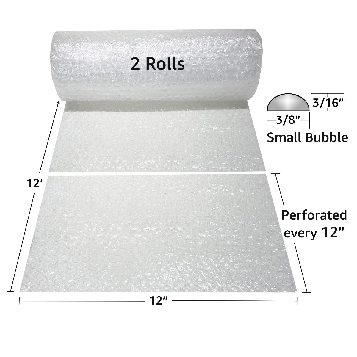 Rollo de burbujas pequeño UBMOVE 12" envoltura perforada elige de 12' a 200' de longitud - Imagen 21 de 54