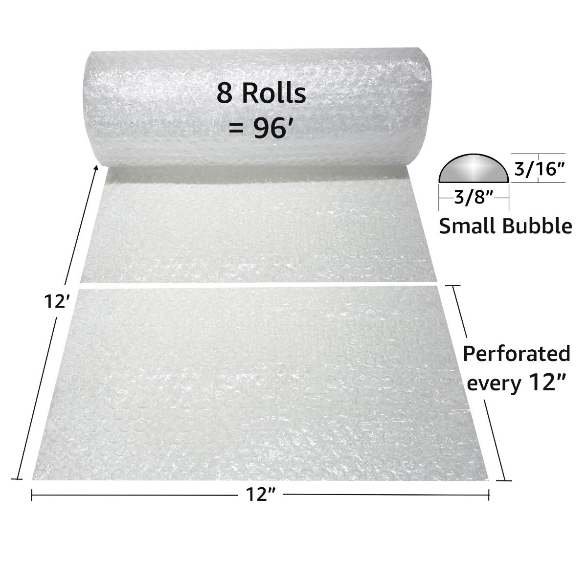 Rollo de burbujas pequeño UBMOVE 12" envoltura perforada elige de 12' a 200' de longitud - Imagen 36 de 54